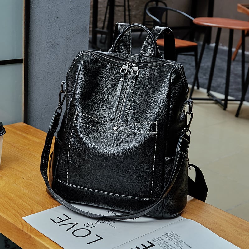 【全店通用25%OFFクーポン】リュック レディース 3way ショルダーバッグ 大容量 リュックサック おしゃれ 大人 通勤 通学 防水 レザー A4 軽量 背面ポケット 防犯 旅行 出張 マザーズバッグ カバン ブラック|大森麗萱