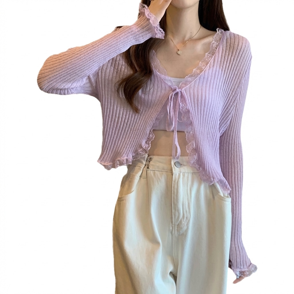 【今日このごろ押さえる、超買得30％OFF引き換え証、2度潮どき皆無】ジレー ボレロ レディース 遊撃手丈 スピード競技 シアー 透け感 羽織り シュロの葉 フラウンス 薄っぺら 長袖 前くい違い Ｖのど首 冷房装置打つ手 紫外線打つ手 日焼押しとどめる 晴れ晴れしい 成年者 好いたらしい 好いたらしいめ お