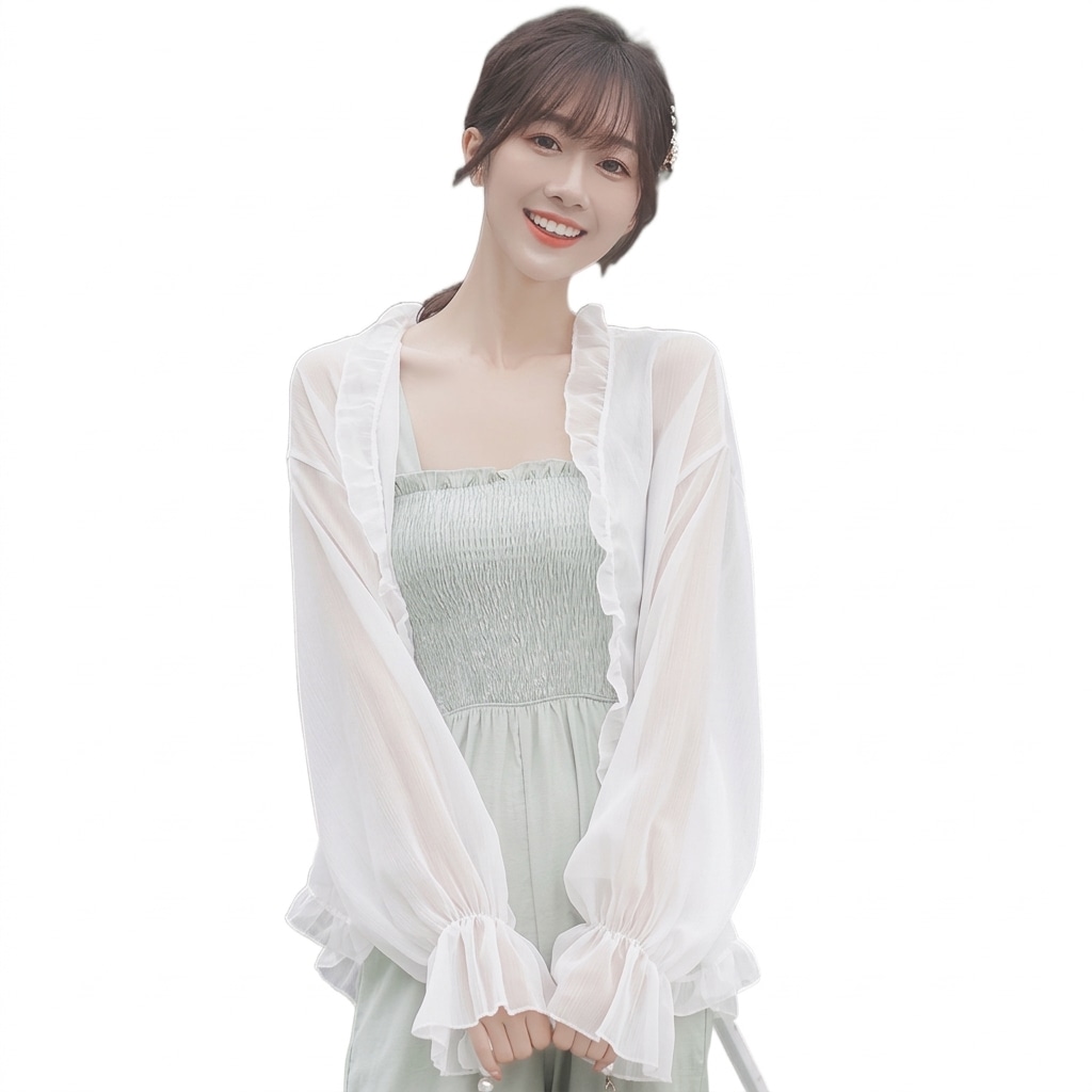 【今日このごろ押さえる、超買得30％OFF引き換え証、2度潮どき皆無】ボレロ ジレー レディース シフォン フラウンス シアー トップス 七分袖 薄っぺら 冷房装置打つ手 ＵＶ撥ねのける 羽織り 今めかしい 好いたらしい ゆる感 好いたらしいめ 華燭の典 寄り合い 交歓会 お呼ばれ 通い