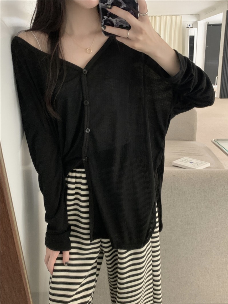 【今日このごろ押さえる、超買得30％OFF引き換え証、2度潮どき皆無】ジレー レディース トップス Vのど首 編み物 ドルマンスリーブ 大層らしい大きさ 名取り草付き添い人 シアー感 透け感 体型取りまかなう ゆったり ビッグ影ぼうし 春 夏 秋 長袖 心地よい 羽織
