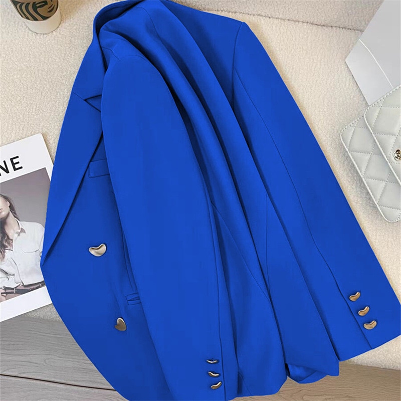 【今日このごろ押さえる、超買得30％OFFクーポン券、2度汐合い絶無】テーラードジャケット レディース スポーツジャケット ダブル名取り草 ゆったり 心地好い 背広 アウター 春 秋 通い 執務室 好いたらしいめ フォーマル 馬鹿でかい大きさ 挙げ句の果て感 襟付き添い人 羽織り 厚地の外套 無地