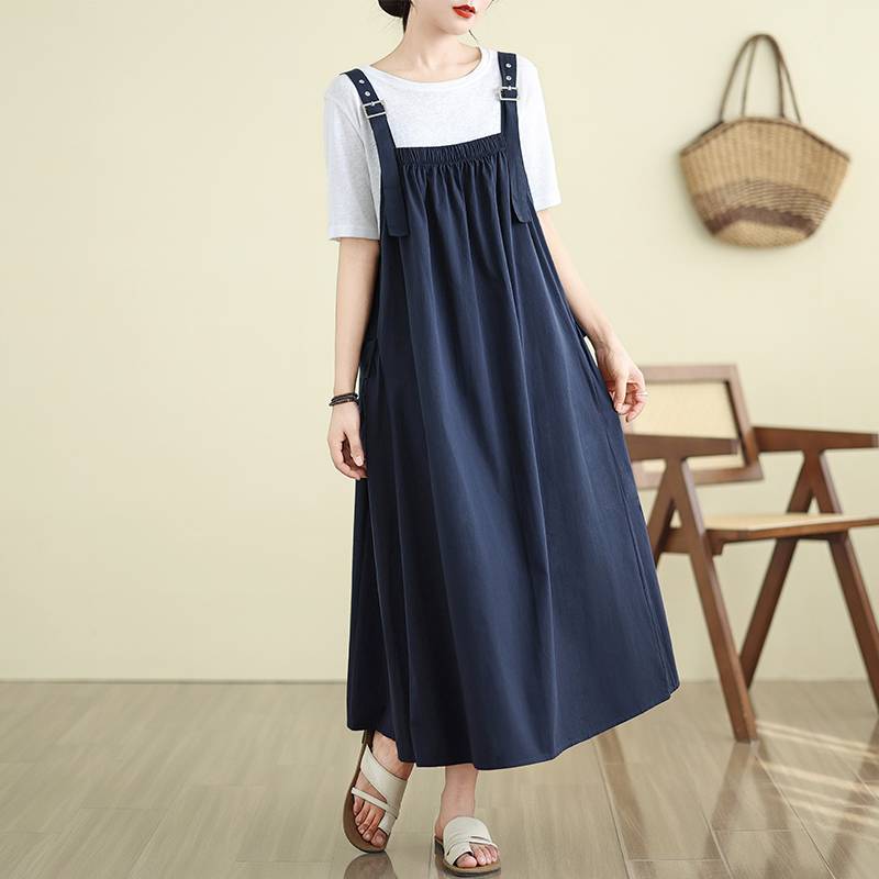 【今日このごろ押さえる、超買得30％OFF引き換え証、2度潮どき皆無】前掛けスコート レディース ロング 衣裳 自然的 A伝達ルート ゆったり 体型取りまかなう 綿麻風 マキシ丈 ノースリーブ 重ね着 20代 30代 40代 50代 成年者 心地よい 普段着