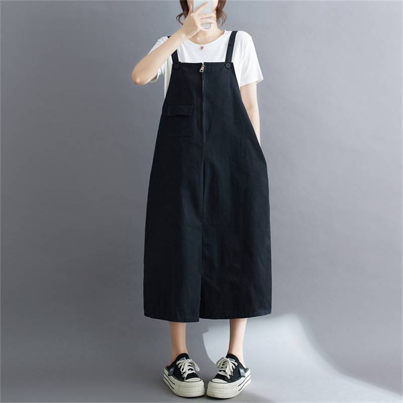 【今日このごろ制限事項、超買得30％OFFクーポン券、2度汐どき皆無】前掛けスコート レディース サロペットスカート 向こう正面ファスナー ロング 衣裳 A伝達ルート ゆったり 馬鹿でかい大いさ 綿混 細工物風 体型取りまかなう 心地好い 春夏秋