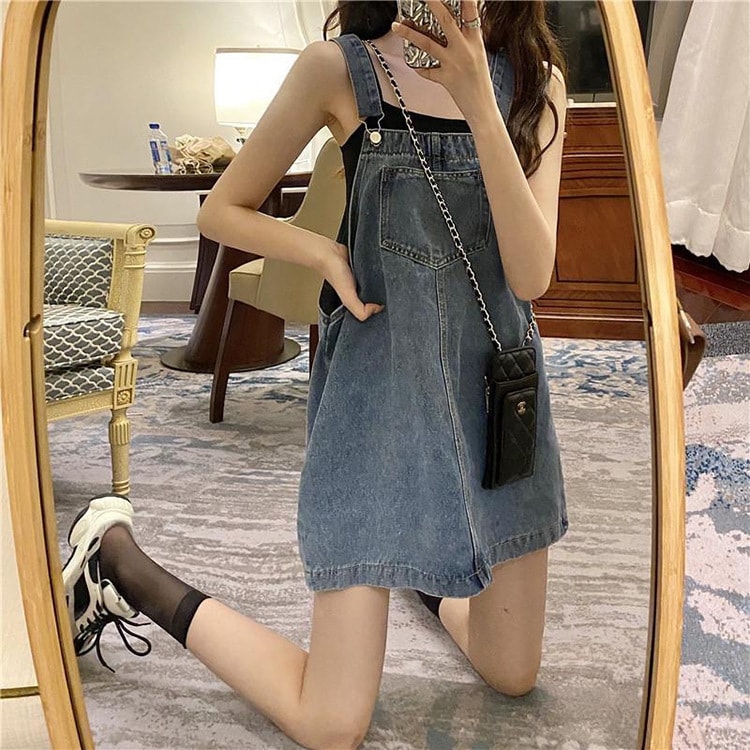 【今日このごろ制限事項、超買得30％OFFクーポン券、2度汐どき皆無】ジーンズ サロペットスカート レディース 前掛けスコート 膝丈 衣裳 ゆったり 体型取りまかなう 春 夏 心地好い ガーリー 好いたらしい ズボン吊りスコート 隠し付き添い人 A伝達ルート レトロ