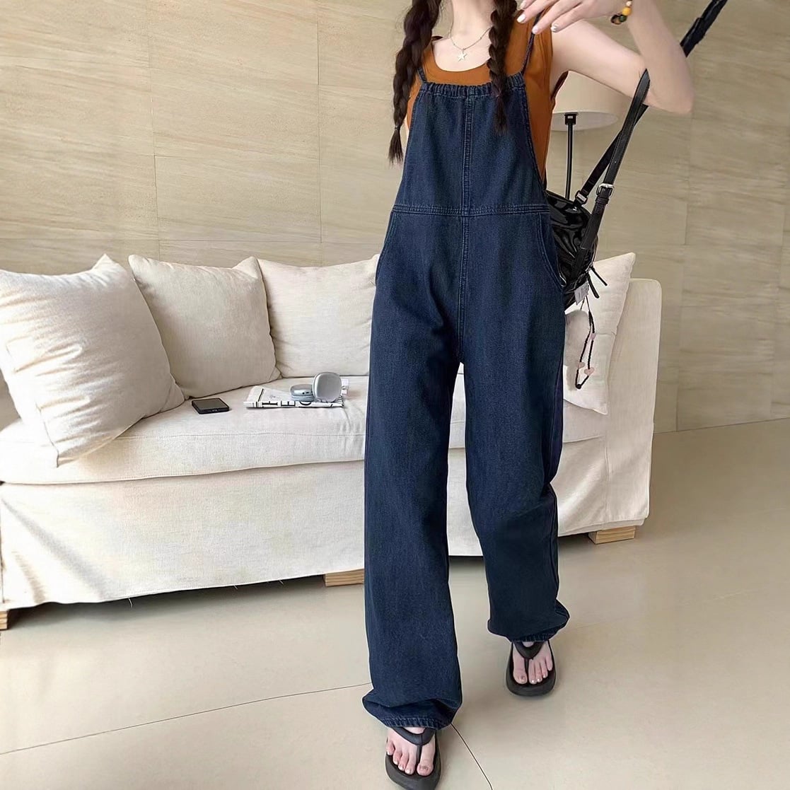 【全店通用25％OFFクーポン】サロペット レディース デニム オーバーオール バックリボン ワイドパンツ ハイウエスト ストレート オールインワン 体型カバー 大人可愛い カジュアル ジーンズ 吊りズボン おしゃれ 春 夏｜大森麗萱