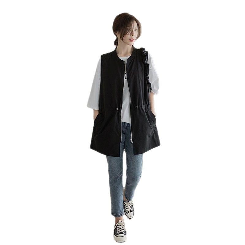 【全店通用25%OFFクーポン】ベスト レディース 春 夏 秋 ジレ 前開き ドローストリング 着痩せ 大きいサイズ 体型カバー カジュアル Vネック ノースリーブ 20代 30代 40代 50代 撥水 軽量 通勤 お出かけ|大森麗萱