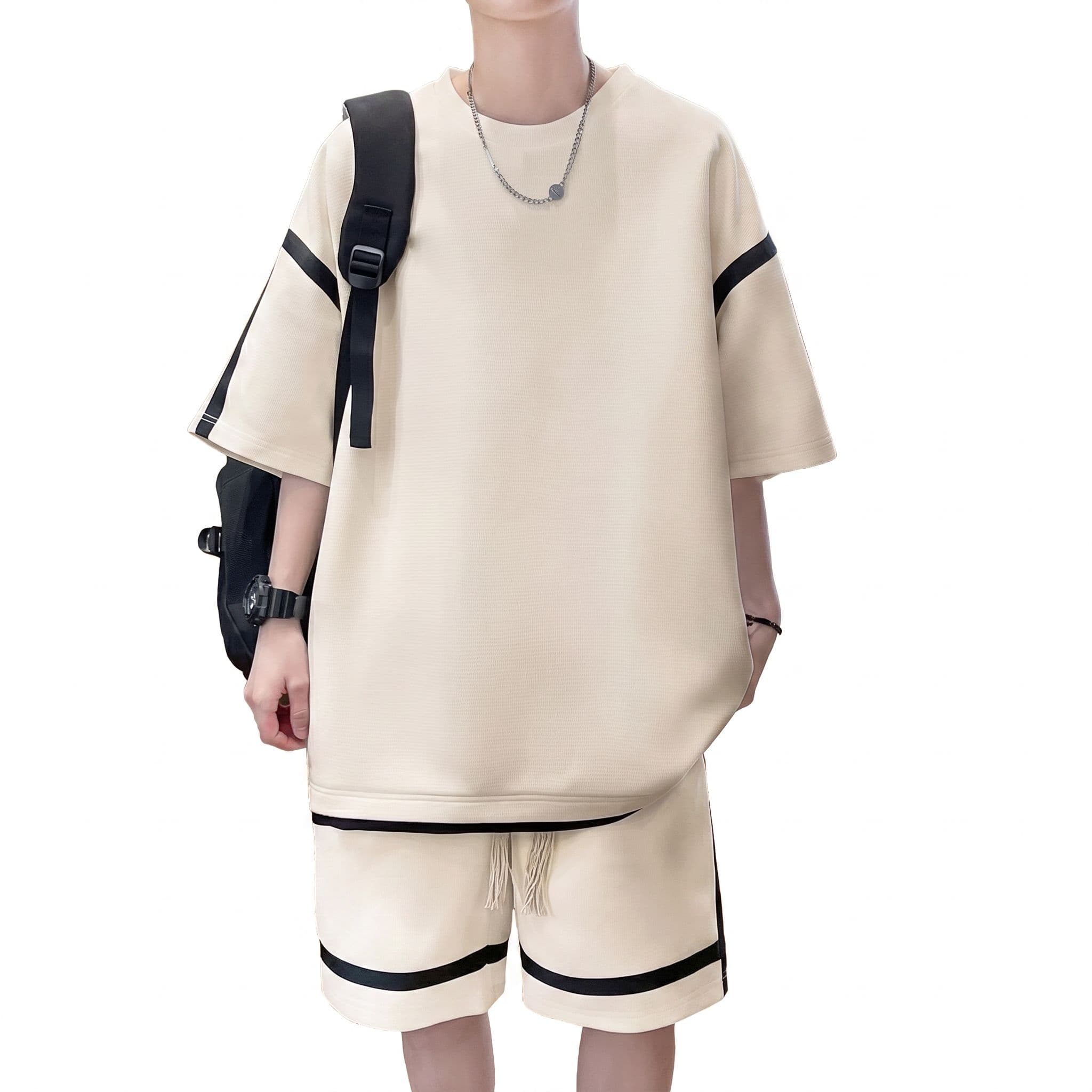【全店通用25％OFFクーポン】セットアップ メンズ 夏服 上下セット 半袖 Ｔシャツ ハーフパンツ ゆったり 大きいサイズ ビッグシルエット ストリート系 ファッション 部屋着 ワンマイルウェア カジュアル 涼しい 快適｜大森麗萱