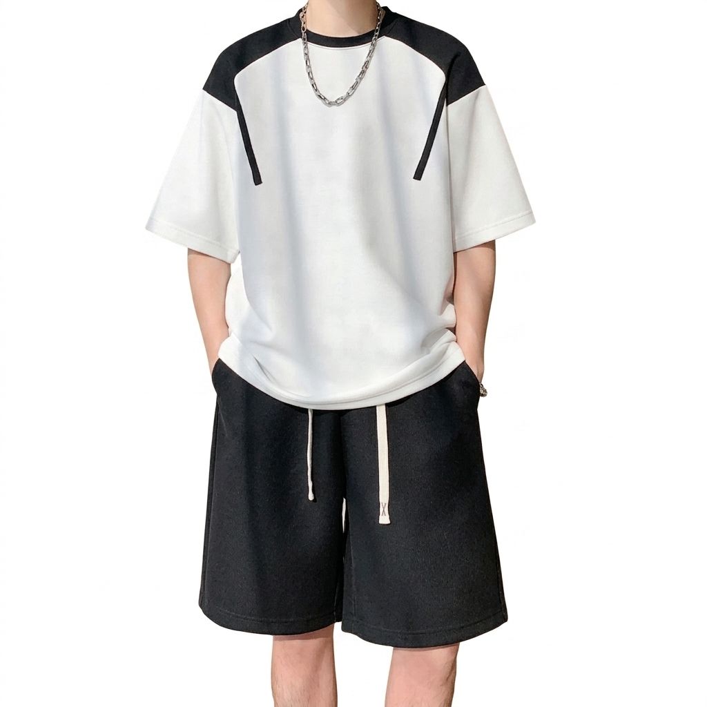 【全店通用25%OFFクーポン】セットアップ メンズ 上下セット 夏服 ビッグシルエット 半袖 ティーシャツ ハーフパンツ ゆったり 大きいサイズ カジュアル ルームウェア 部屋着 無地 ストリート 吸汗速乾 通気性 お洒落|大森麗萱