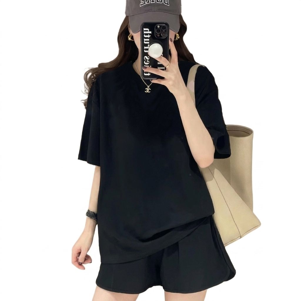 【全店通用25％OFFクーポン】ルームウェア レディース 上下セット セットアップ 半袖 ショートパンツ 部屋着 ゆったり 大きいサイズ 体型カバー クルーネック カジュアル パジャマ 夏 ワンマイルウェア 柔らかい 無地｜大森麗萱