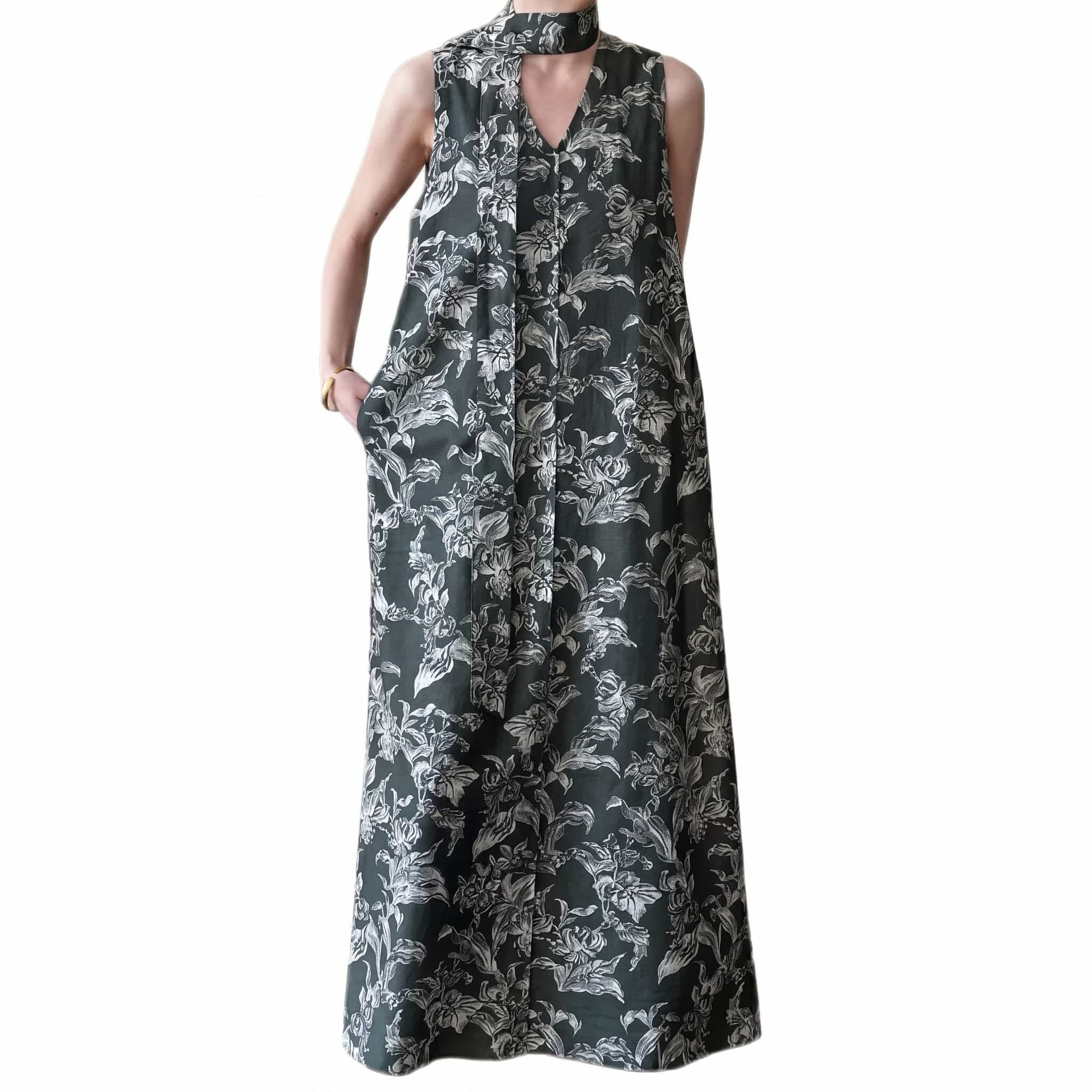 【今日このごろ押さえる、超買得30％OFF引き換え証、2度潮どき皆無】衣裳 レディース Vのど首 花柄 ノースリーブ ロング マキシ丈 ロング衣裳 雅びやか 今めかしい 雅びやか 好いたらしいめ 成年者 心地よい 夏 たまり場 旅する 寄り合い 交歓会 二次会