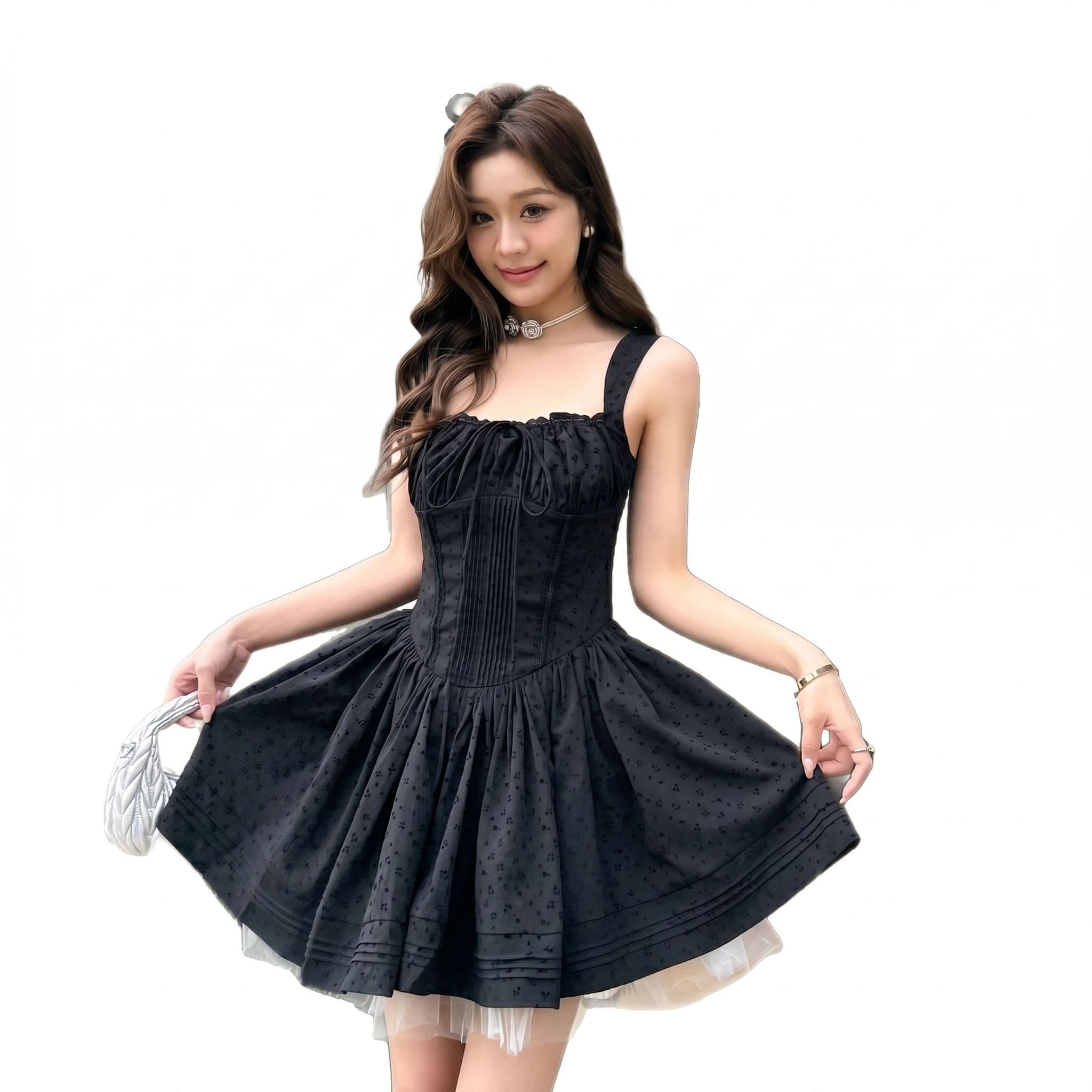 【今日このごろ押さえる、超買得30％OFF引き換え証、2度潮どき皆無】ガードル衣裳 ミニ丈 真四角のど首 花柄 刺しゅう チュール フラウンス 太陽フレア 裾チュール 会う約束 心地よい 寄り合い 御召しもの 好いたらしいめ ご機嫌酉の方角 ガーリー 女子らしい オフショル風