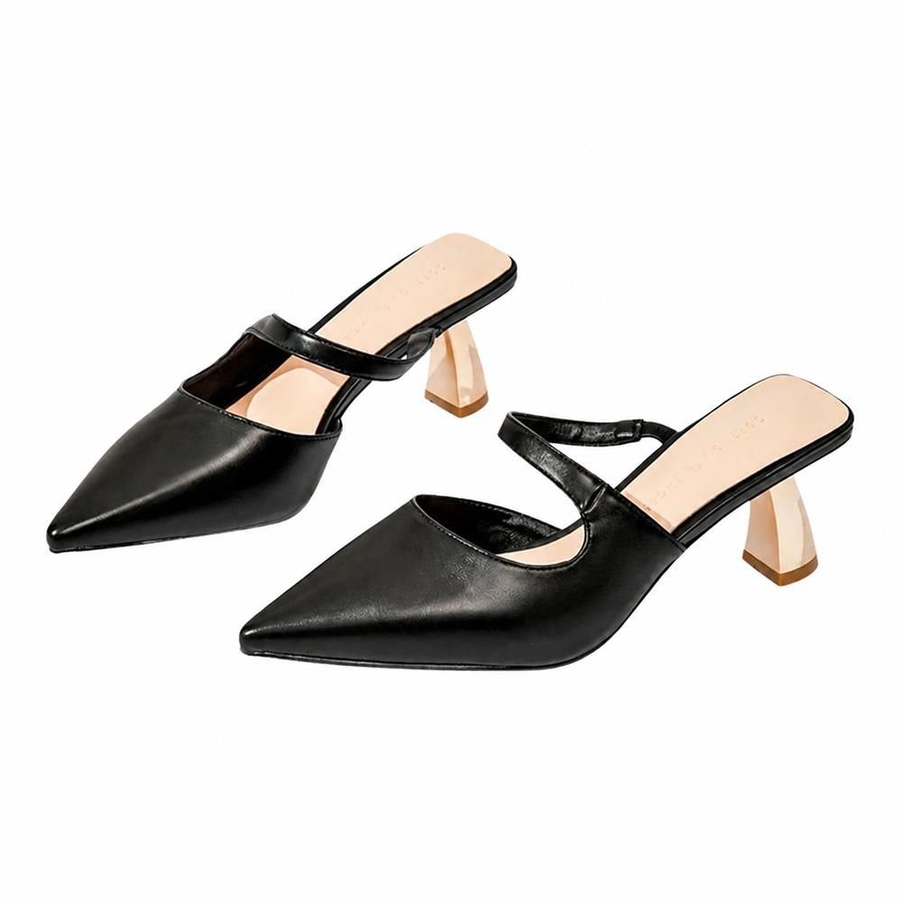 【今日このごろ制限事項、超買得30％OFFクーポン券、2度汐どき皆無】ミュール パンプス ポインテッドトゥ サンダル レディース 踵 チャンキーヒール 太踵 歩き分かりやすい 美脚 同盟罷業さあ美 事務室 通い 御芽出度 寄り合い 成年者 好いたらしいめ フォーマル 疲
