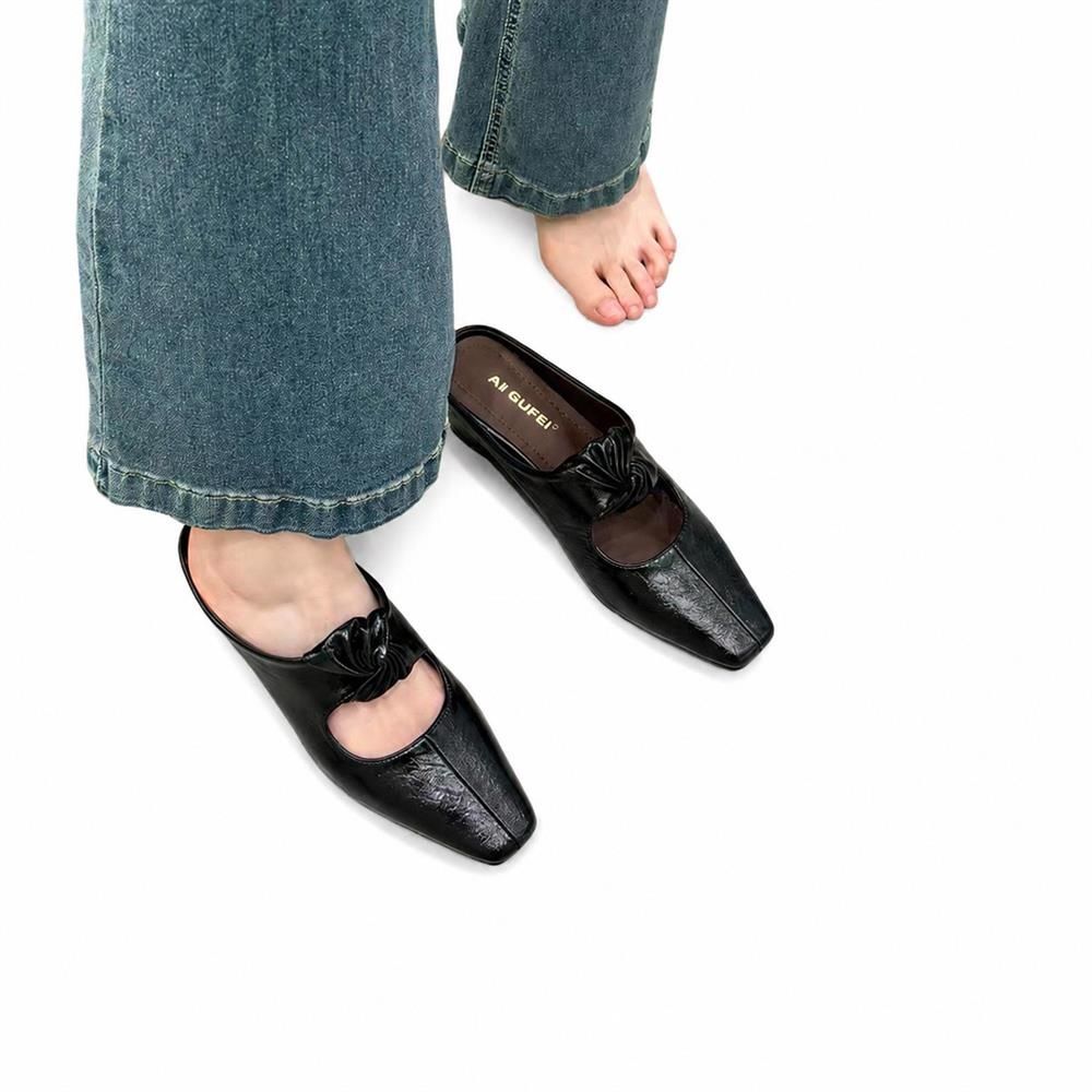 【今日このごろ押さえる、超買得30％OFF引き換え証、2度潮どき皆無】ミュール サンダル レディース スクエアトゥ 置き目踵 かかとなし パンプス つっかけ 美脚 脚長 雅びやか 好いたらしいめ 通い 履き分かりやすい 航空マイル