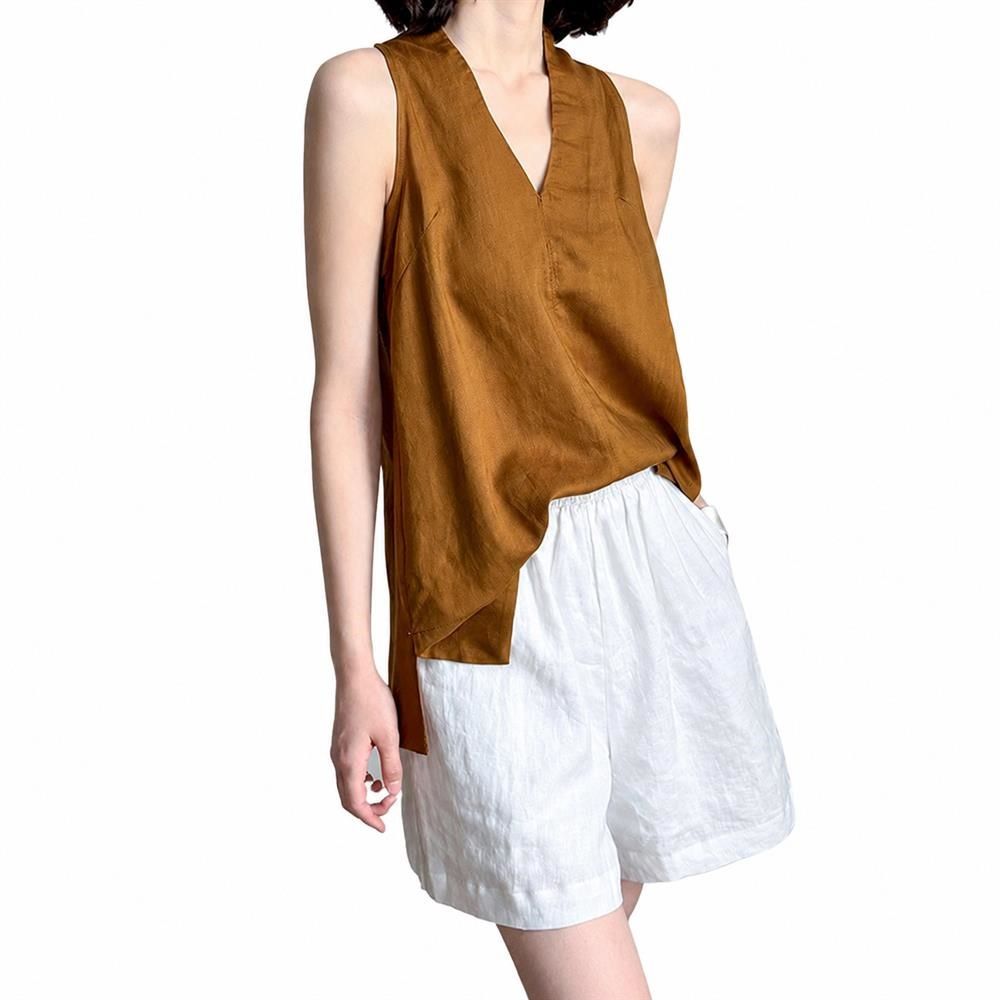 【今日このごろ押さえる、超買得30％OFFクーポン券、2度汐合い絶無】貯蔵タンクとっ始め レディース ノースリーブ ブイ素っ首 トップス 綿麻 リネントップ 体型覆いかぶせる 着痩せ 好いたらしいめ 心地好い 執務室 通い 夏 今めかしい 成年者 窈窕たる 冷やりとした 好いたらしい 蒸れにくい