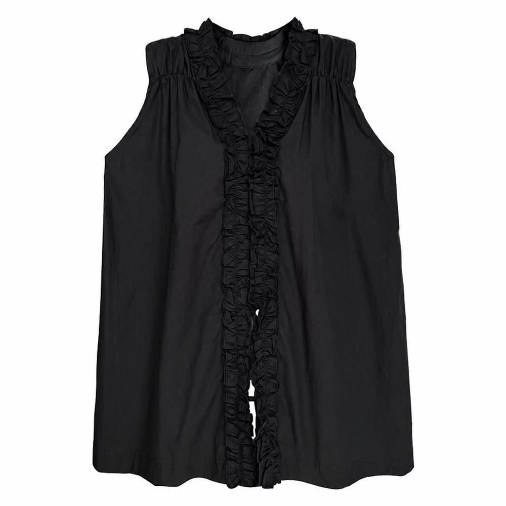 【今日このごろ押さえる、超買得30％OFFクーポン券、2度汐合い絶無】ノースリーブ トップ レディース 2way フラウンス プルオーバー トップス フレンチ捩り 綿織物 さらさら V素っ首 後押しあき 体型覆いかぶせる ゆったり 通い 心地好い 冷やりとした 夏
