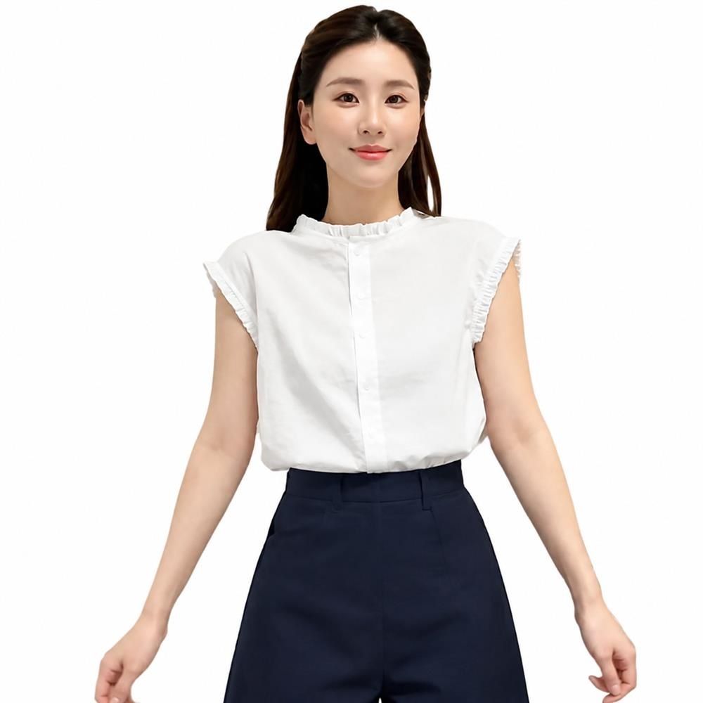 【今日このごろ制限事項、超買得30％OFFクーポン券、2度汐どき皆無】トップ ノースリーブ レディース フラウンス襟 ティーシャツ 照明ランプ色合い 前車のドア 無地 トップス 夏 好いたらしいめ 通い 事務室 心地好い 体型取りまかなう 着痩せ さらさら 冷やりとした 事務服 夏 お出か