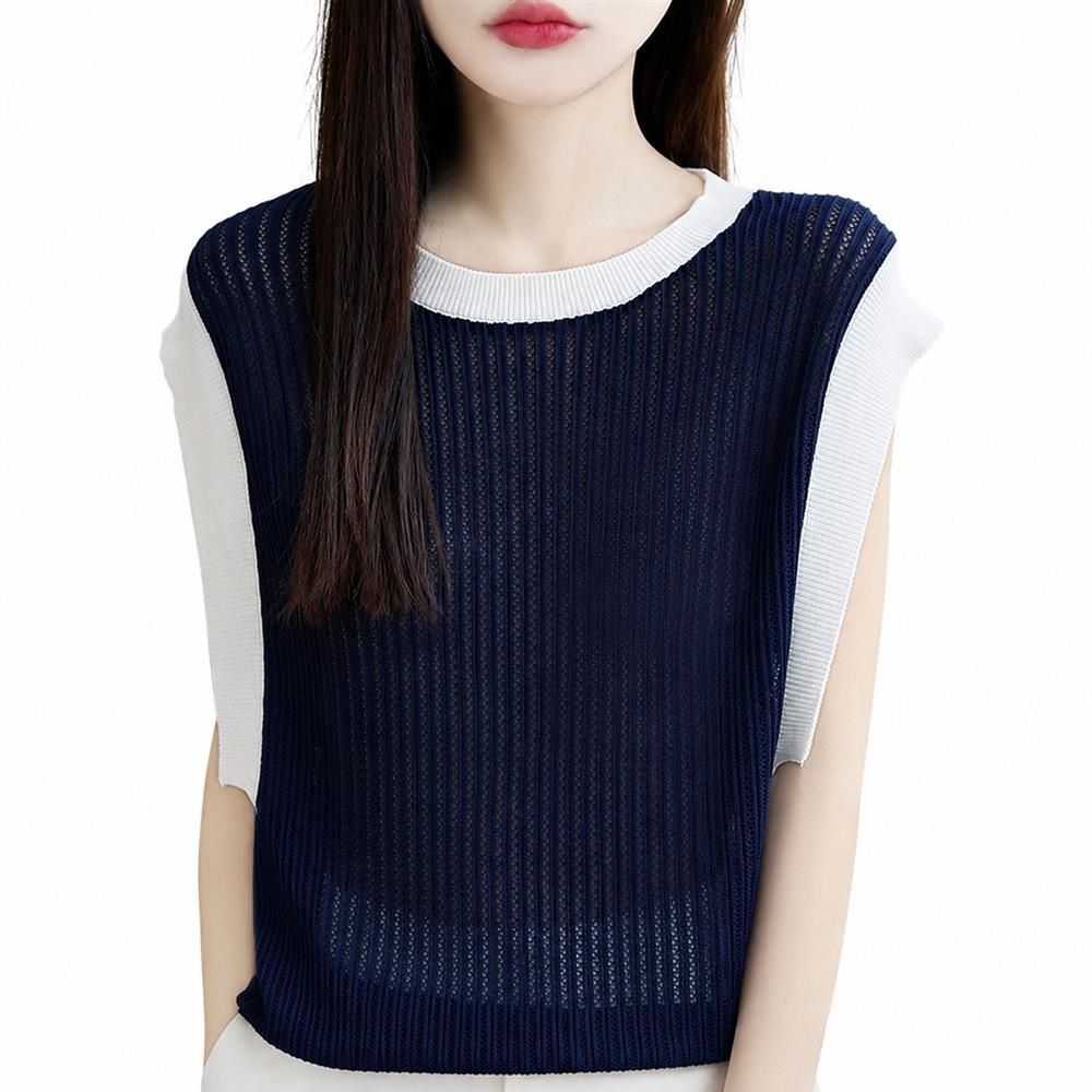 【今日このごろ押さえる、超買得30％OFF引き換え証、2度潮どき皆無】朱夏編み物 ノースリーブ レディース トップス 労働者の一団のど首 拾独居室混 シルクタッチ 冷やりとした 透け感 好いたらしいめ 雅びやか 通い 夏