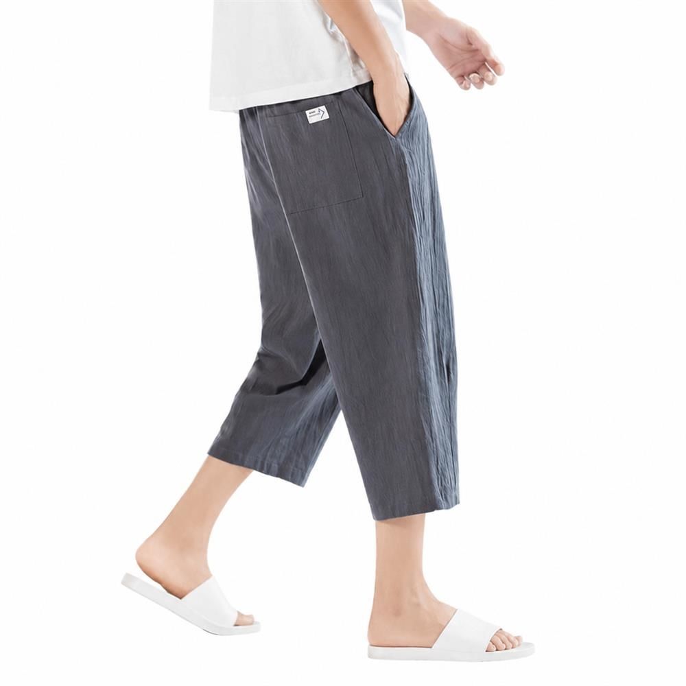 【今日このごろ制限事項、超買得30％OFFクーポン券、2度汐どき皆無】クロップドパンツ メンズ 七分丈 サルエルパンツ 綿麻 広広としたズボン下 ゆったり 冷やりとした 夏用 ズボン 通気性 馬鹿でかい大いさ 酉の方角天然ゴム 合わせる紐 無地 心地好い 御部屋着 好いたらしい