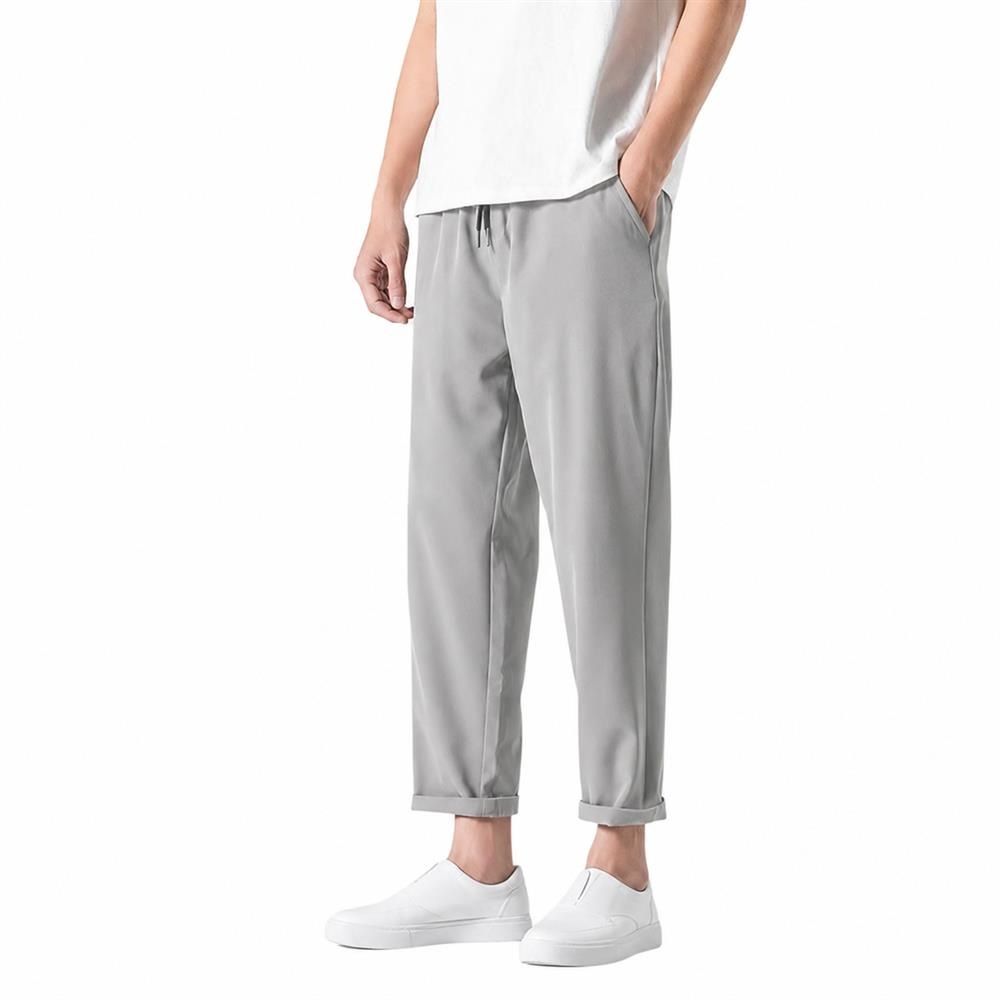 【今日このごろ制限事項、超買得30％OFFクーポン券、2度汐どき皆無】広広としたズボン下 メンズ 心地好い テーパードパンツ 9分丈 冷やりとした 伸ばすこと ズボン 無地 今めかしい 酉の方角天然ゴム 紐付き 通気性 速乾 ゆったり 春 夏 馬鹿でかい大いさ