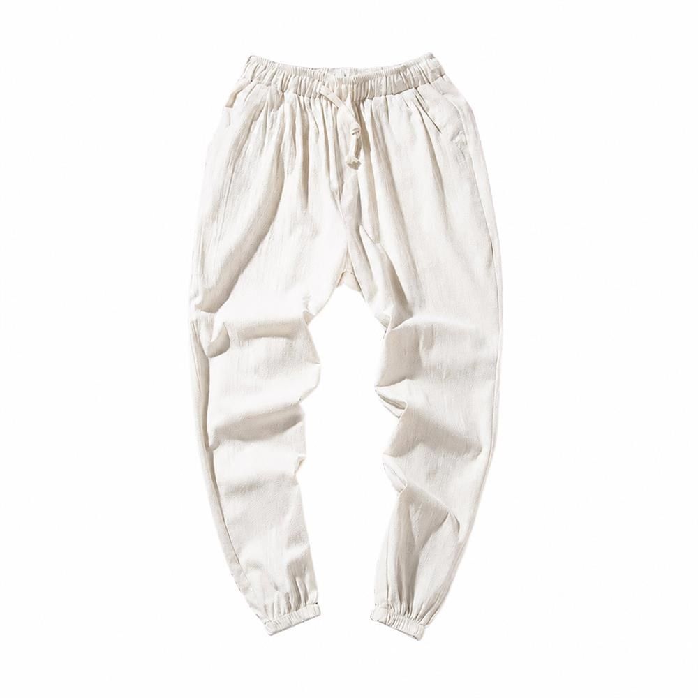 【今日このごろ制限事項、超買得30％OFFクーポン券、2度汐どき皆無】サルエルパンツ メンズ ジョガーパンツ 綿麻 テーパード 広広としたズボン下 ゆったり 心地好い ズボン イージーパンツ 春 夏 リネン 通気性 無地 合わせる紐 九分丈 ボトムス 御洒落 冷やりとした 大