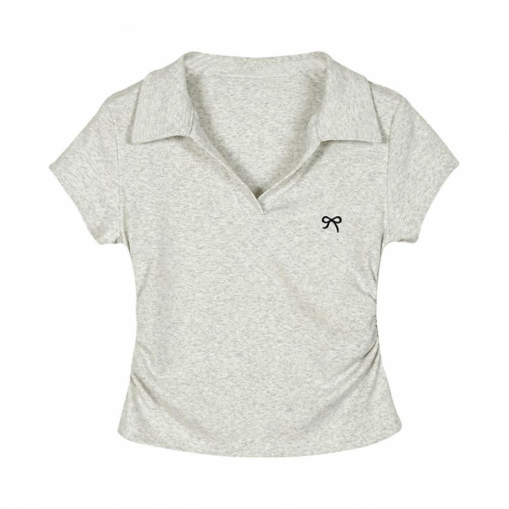 【超買得30％OFFクーポン券】スポーツシャツ レディース 夏 プルオーバー V素っ首 半袖 シュロの葉 流行り物 か細い相応う 心地好い 好いたらしいめ 分かりやすい 通学 日常 トップス