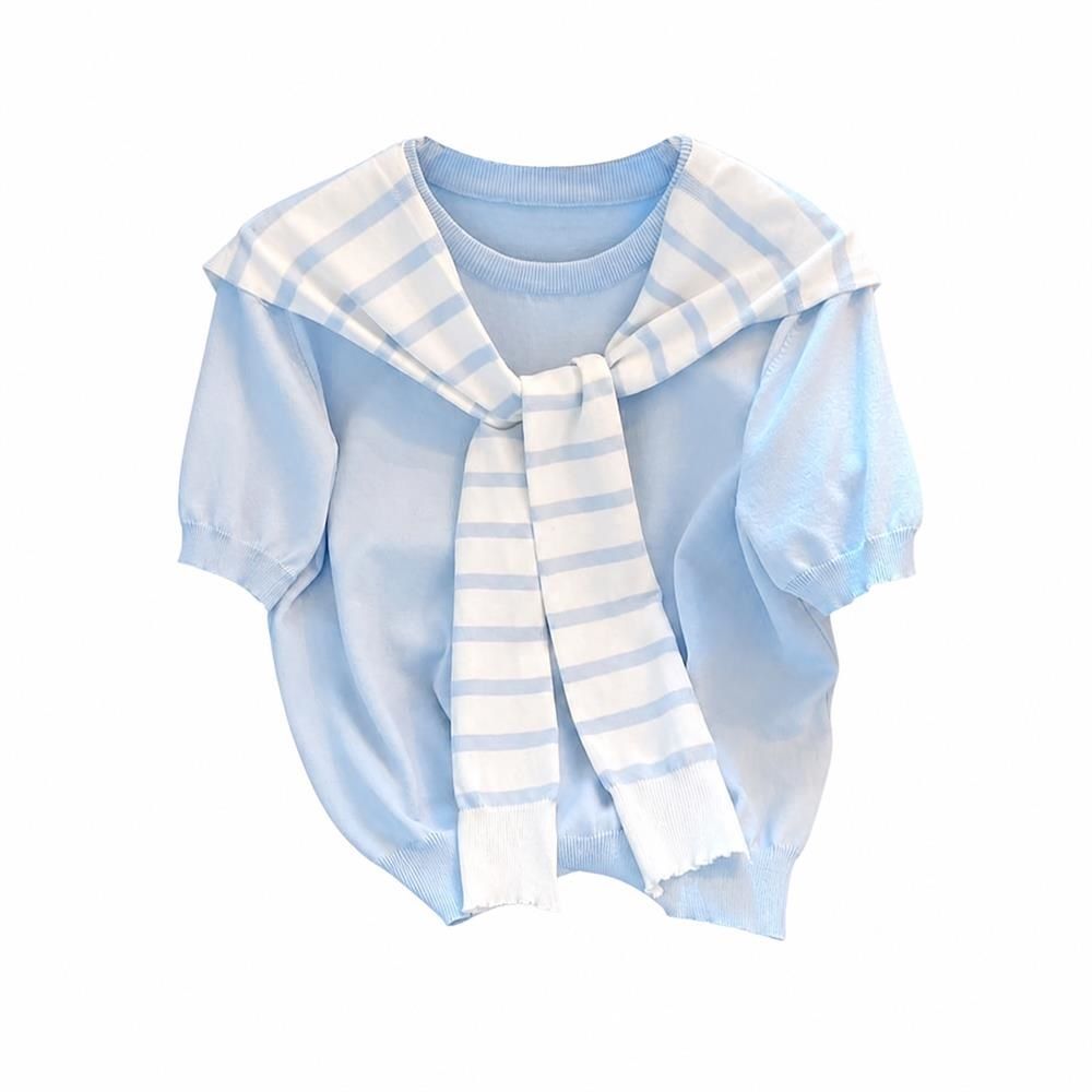 【今日このごろ制限事項、超買得30％OFFクーポン券、2度汐どき皆無】朱夏編み物 レディース 半袖 労働者の一団のど首 膝掛け風 間借り人柄 合奏団風 トップス 好いたらしいめ カットソー パフ衣袂 好いたらしい 今めかしい 心地好い 事務室 通い 夏 事務服 柔ら