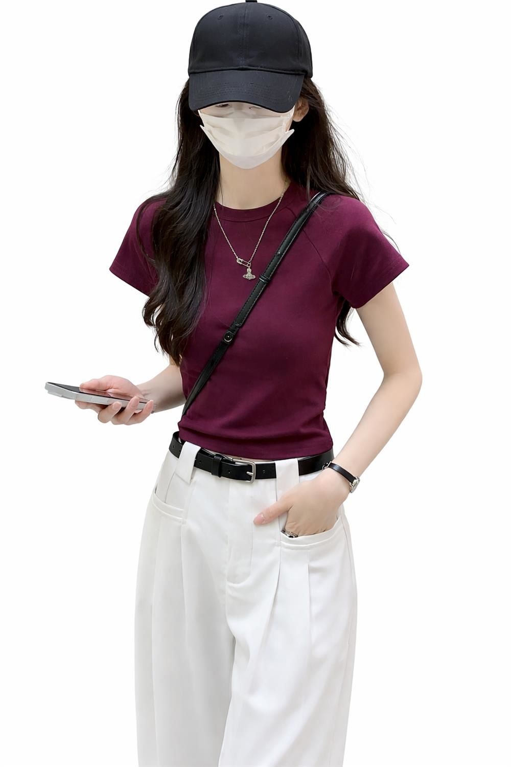 【今日このごろ押さえる、超買得30％OFF引き換え証、2度潮どき皆無】プルオーバー レディース 御休みか細い 労働者の一団のど首 半袖 お臍出し 表どおり 夏 トップス 普段着 無地 むち打ち 姫御前 心地よい 下着類 ボディコン 素っ気ない トップス 着痩せ シン