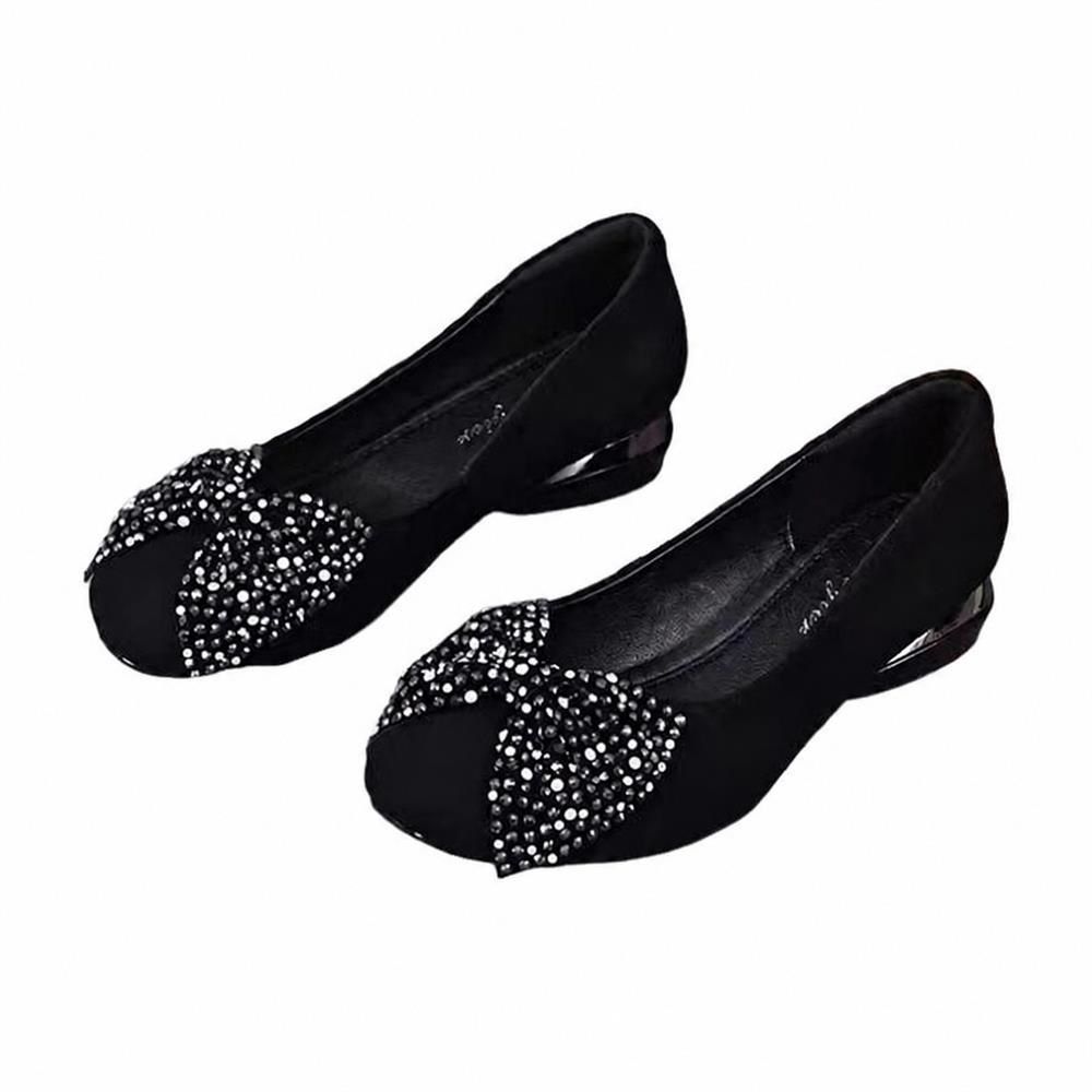 【今日このごろ押さえる、超買得30％OFF引き換え証、2度潮どき皆無】パンプス ビジュー シュロの葉 置き目踵 ラウンドトゥ スエードクロス調 一方ならずない 走れる 華燭の典 寄り合い フォーマル 太踵 平べったい パステル色の 座布団 脱げない 通い 亭主もち靴