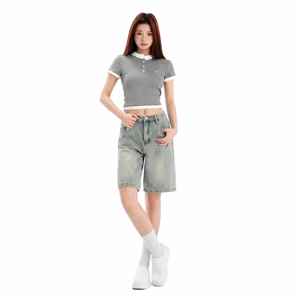 【全店通用25％OFFクーポン】デニムハーフパンツ レディース バミューダパンツ ハイウエスト ワイドシルエット 五分丈 ジーンズ ストレート 着痩せ 体型カバー レトロ カジュアル 夏 膝丈 ショートパンツ｜大森麗萱