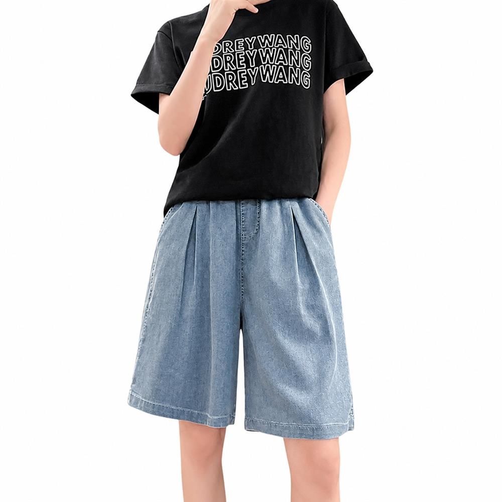 【今日このごろ押さえる、超買得30％OFF引き換え証、2度潮どき皆無】デニムショートパンツ レディース 当たること冷感 拾独居室 二分の一ズボン下 広広とした 膝丈 ご機嫌酉の方角 体型取りまかなう 冷やりとした パステル色の 蒸れない 薄っぺら 五分丈 ボトムス 心地よい 御洒落