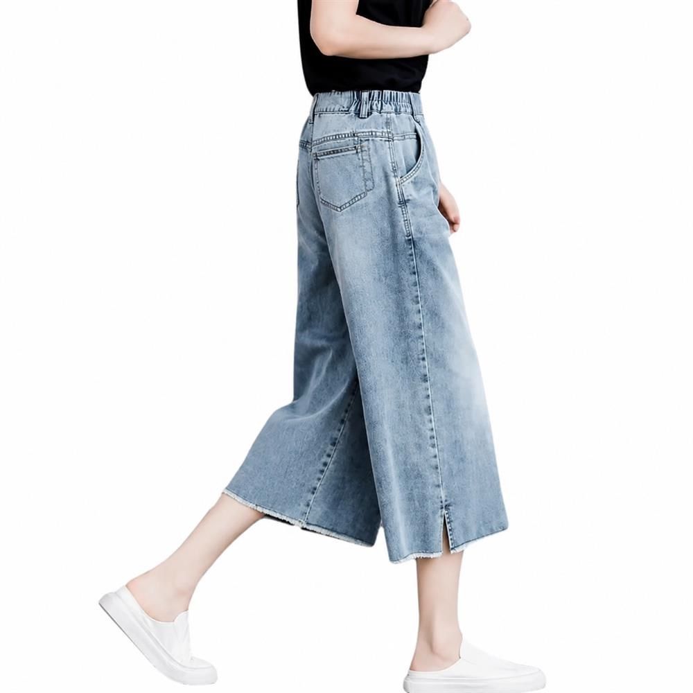 【今日このごろ押さえる、超買得30％OFF引き換え証、2度潮どき皆無】広広としたズボン下 レディース ジーンズ 七分丈 ご機嫌酉の方角 裾細長い切口 切りっぱなし ジーパン クロップドパンツ ゆったり 体型取りまかなう 心地よい 大層らしい大きさ 美脚