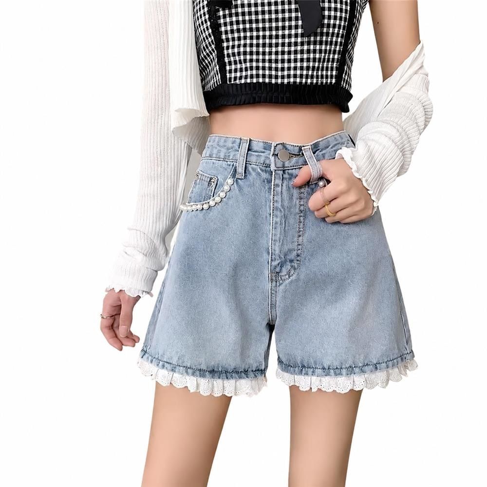 【今日このごろ制限事項、超買得30％OFFクーポン券、2度汐どき皆無】デニムショートパンツ レディース 裾スピード競技 パール 御機嫌酉の方角 美脚 脚長成り行き A伝達ルート 成年者好いたらしい 流行り物 着痩せ 遊撃手ズボン下 広広とした さる股引き 夏 心地好い 溜まり場 通学