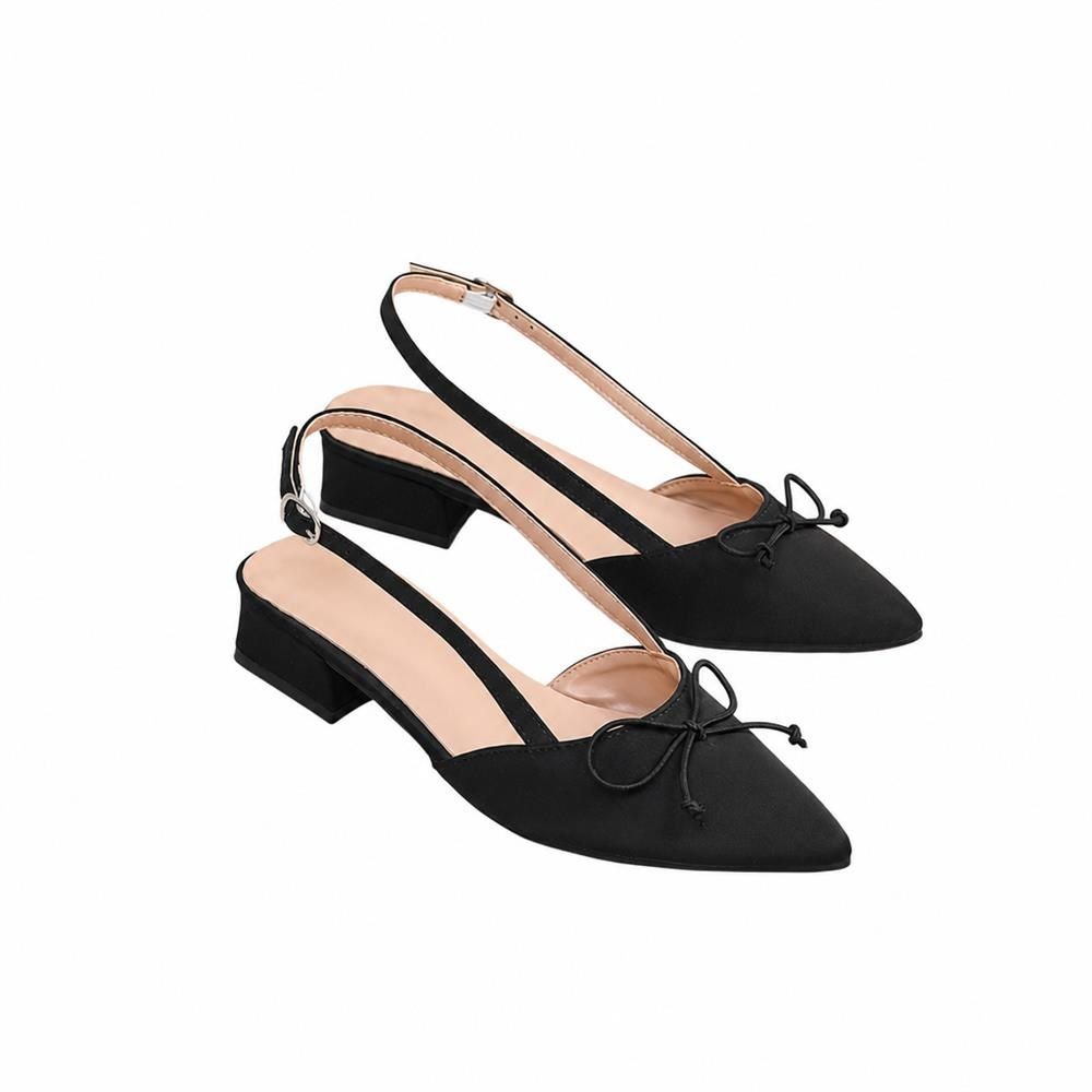 【全店通用25％OFFクーポン】パンプス バックストラップ レディース ポインテッドトゥ 太ヒール リボン ローヒール 痛くない 歩きやすい 柔らかい 美脚 通勤 結婚式｜大森麗萱