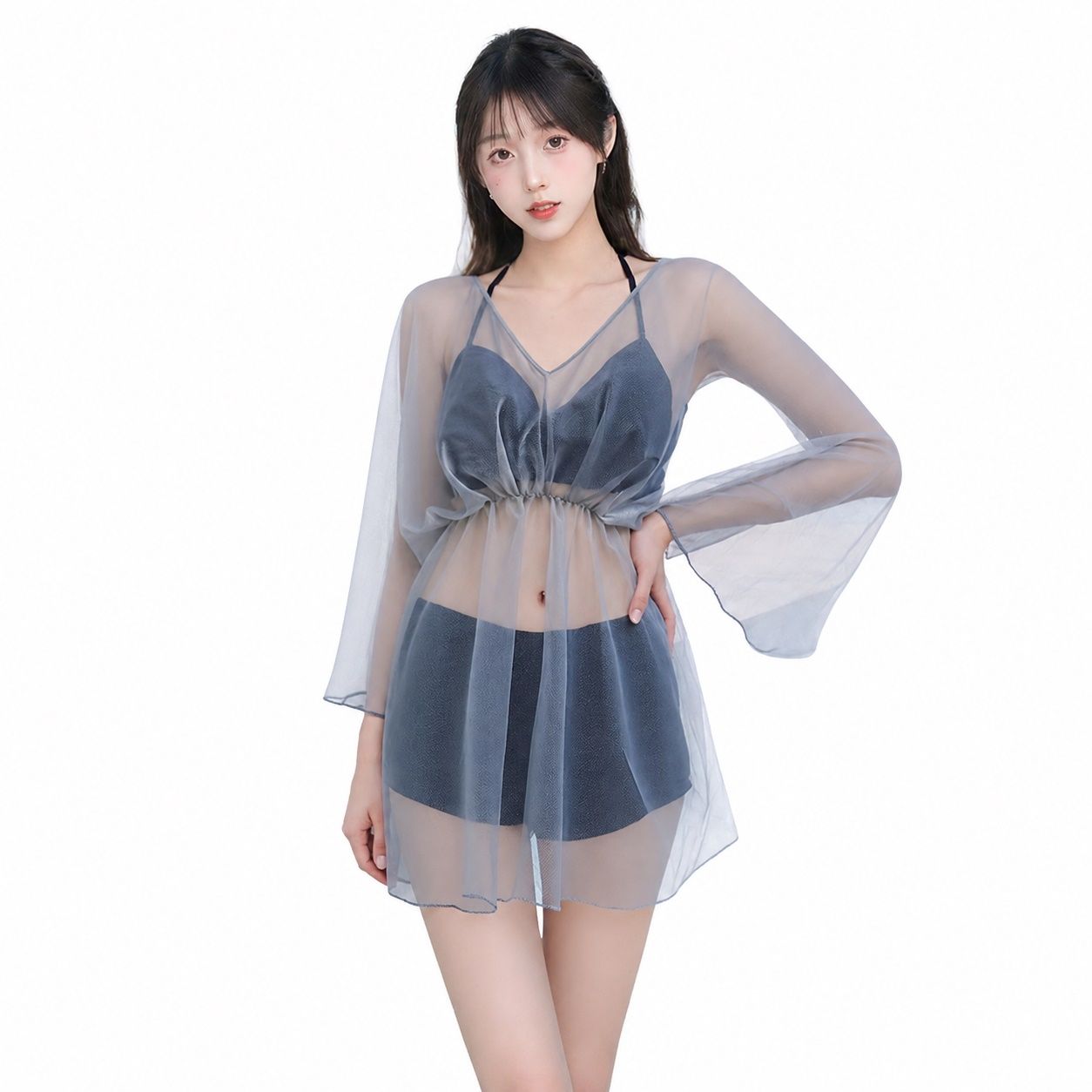 【今日このごろ押さえる、超買得30％OFF引き換え証、2度潮どき皆無】海水着 レディース 3点書き割り 体型取りまかなう シアー メッシュ トップス セパレート ご機嫌酉の方角 遊撃手ズボン下 ガーリー 見せびらかす慎みぶかい 砂浜 スウィミングプール 海水浴場 たまり場 スイムウェア 御洒落 御召しもの風