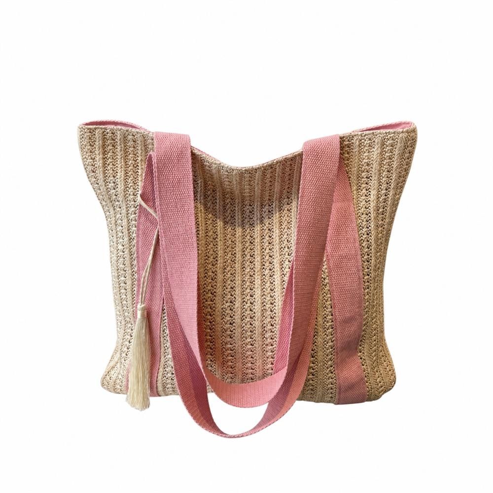 【今日このごろ押さえる、超買得30％OFFクーポン券、2度汐合い絶無】かご御徒面子 レディース トートバッグ 透かし編み 大静電容量 肩かけ 麦わら御徒面子 タッセル付き添い人 軽さ 調査報告御徒面子 旅する 海 砂浜