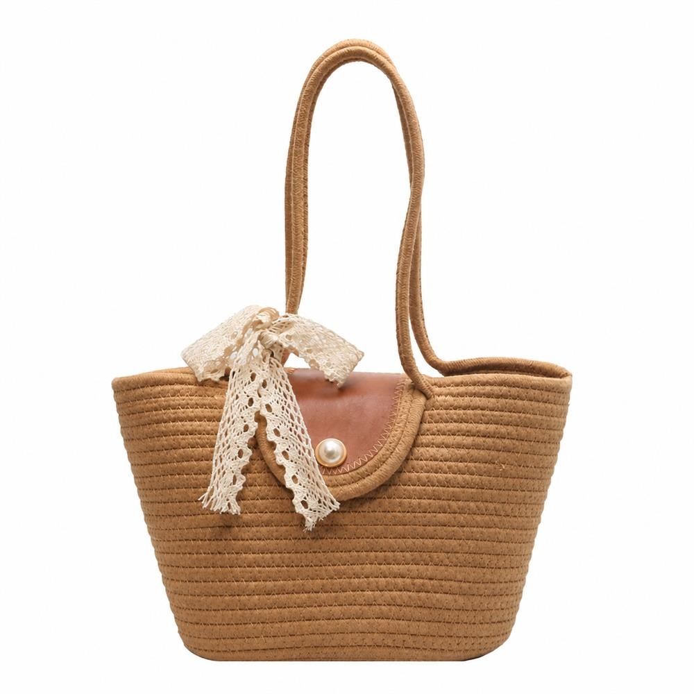 【今日このごろ押さえる、超買得30％OFFクーポン券、2度汐合い絶無】かご御徒面子 レディース トートバッグ スピード競技シュロの葉付き添い人 大静電容量 パール名取り草 肩かけ 麦わら御徒面子 荷縄編み ハンドバック 窈窕たる 軽さ 海岸地帯 旅する 夏