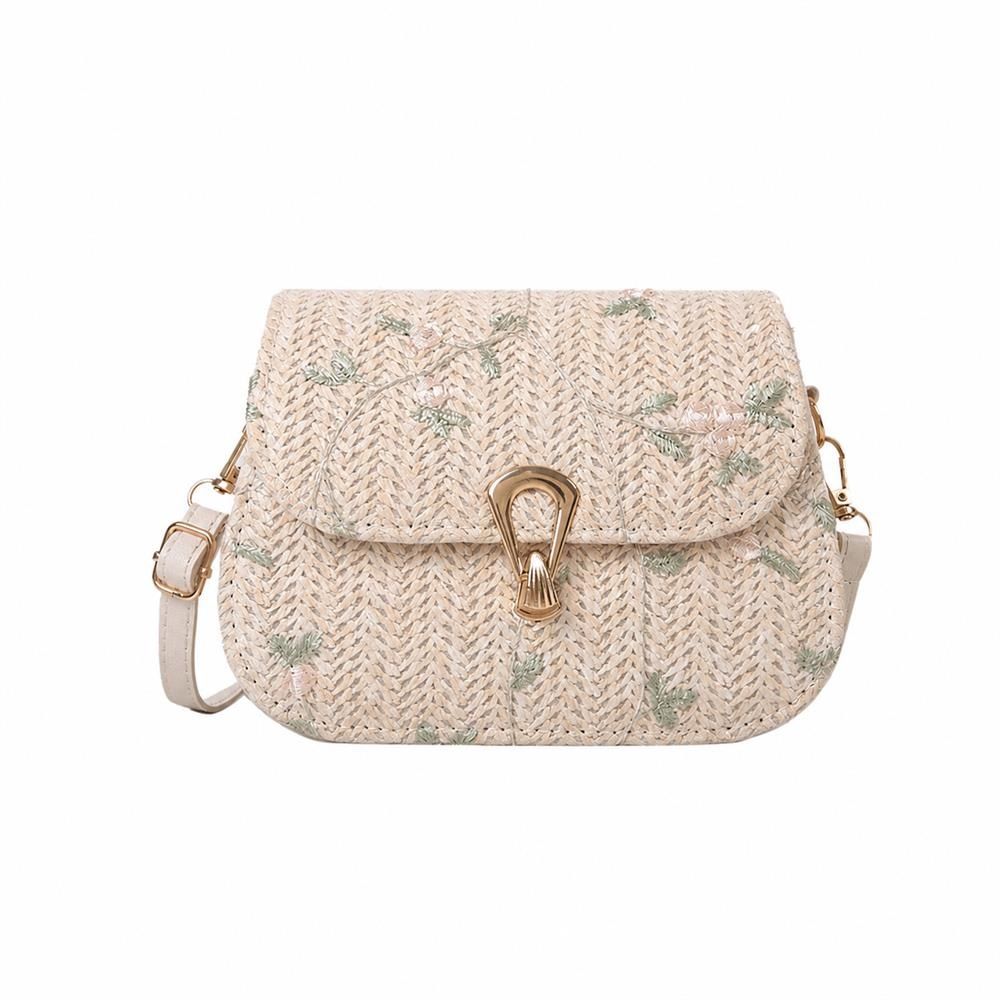 【今日このごろ押さえる、超買得30％OFFクーポン券、2度汐合い絶無】かご御徒面子 レディース ショルダーバッグ 曲がったがけ 小さめ 花柄刺しゅう 麦わら御徒面子 カゴ御徒面子 軽さ 旅する 夏 お出かけ