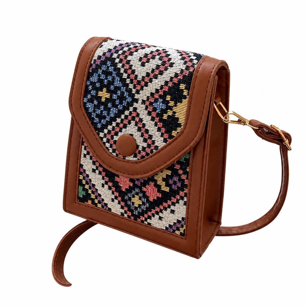 【今日このごろ押さえる、超買得30％OFFクーポン券、2度汐合い絶無】ショルダーバッグ レディース 曲がったがけ スマホポーチ 縦型 ミニ御徒面子 ジャ差し固める織り レトロ エスニック 真四角 合皮 窈窕たる 軽さ お出かけ 旅する
