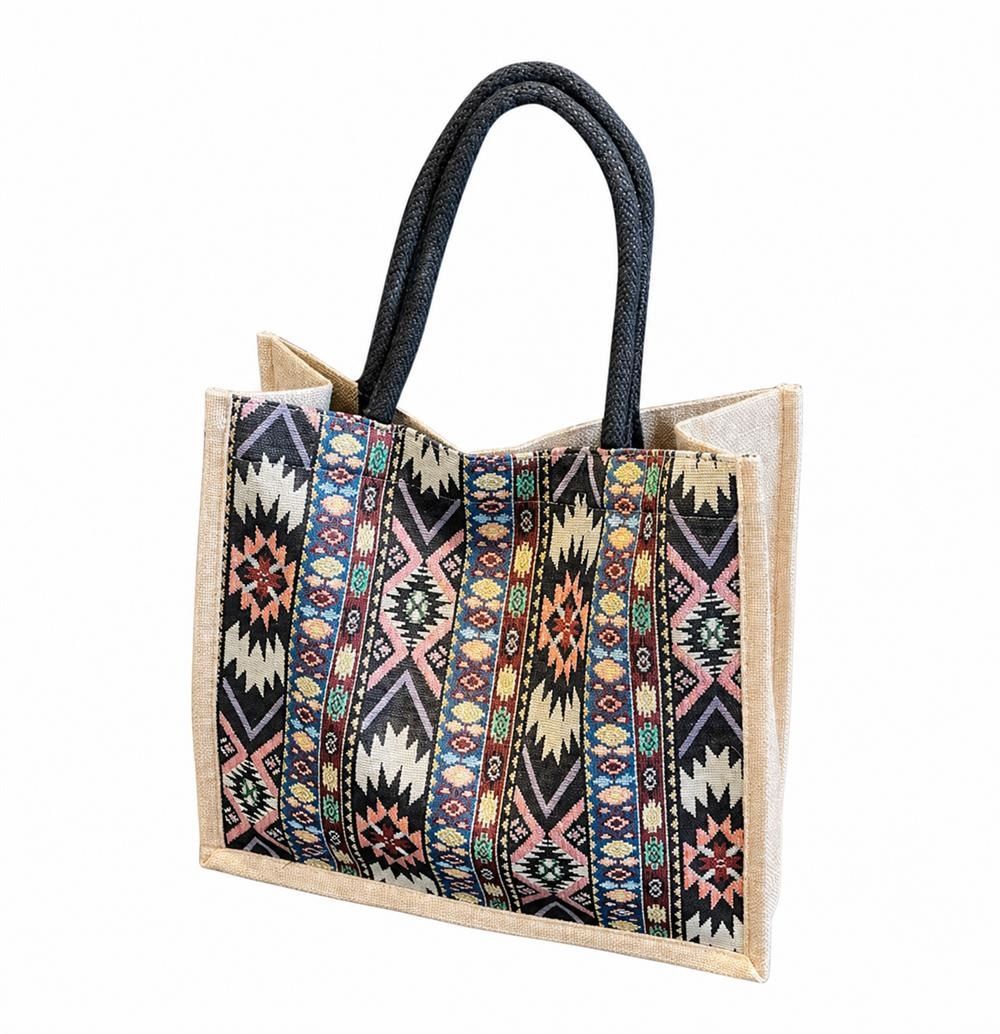 【今日このごろ押さえる、超買得30％OFFクーポン券、2度汐合い絶無】ジュート御徒面子 トートバッグ レディース 大静電容量 エスニック柄 手提げ かご御徒面子 麻 カゴ御徒面子 ジャ差し固める織り マザーズ御徒面子 独立独行 軽さ 通い 旅する