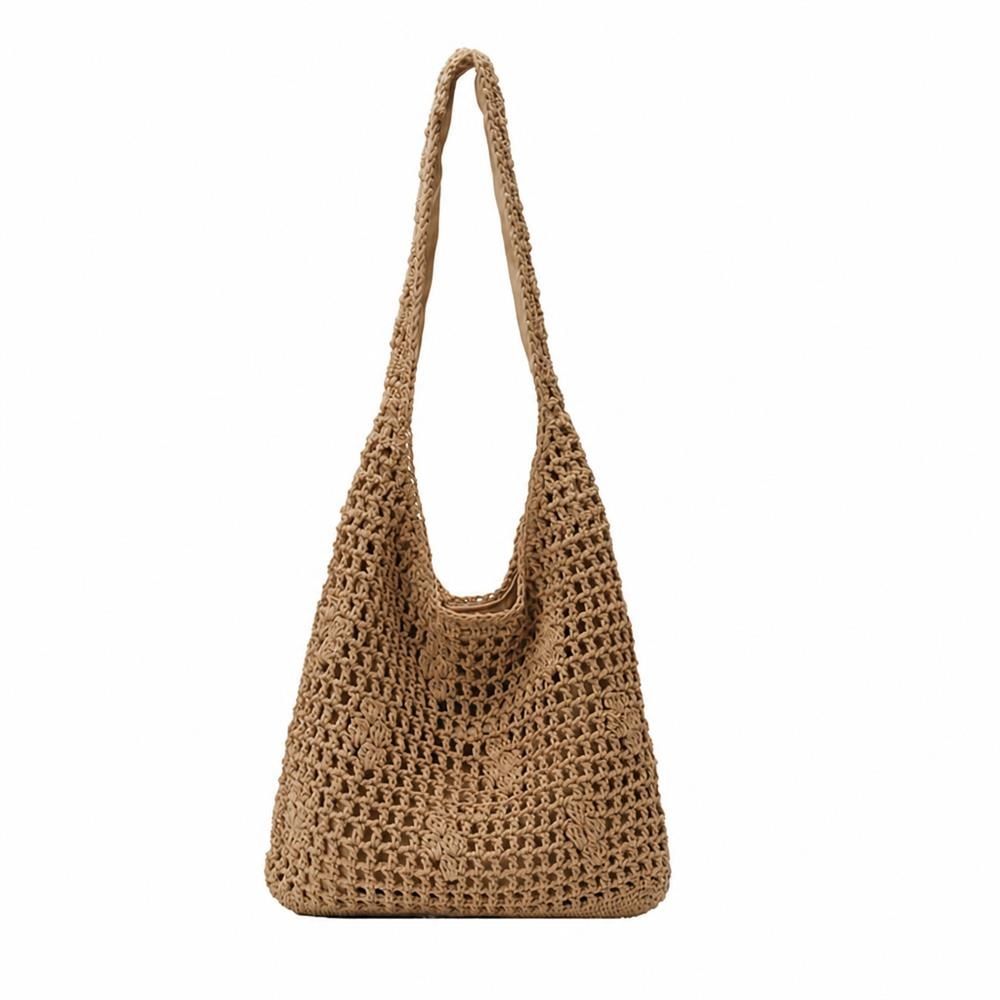 【今日このごろ押さえる、超買得30％OFFクーポン券、2度汐合い絶無】かご御徒面子 レディース 透かし編み トートバッグ クロシェ編み 肩かけ 内布付き添い人 大静電容量 軽さ 手編み たまり場 砂浜 カゴ御徒面子 旅する