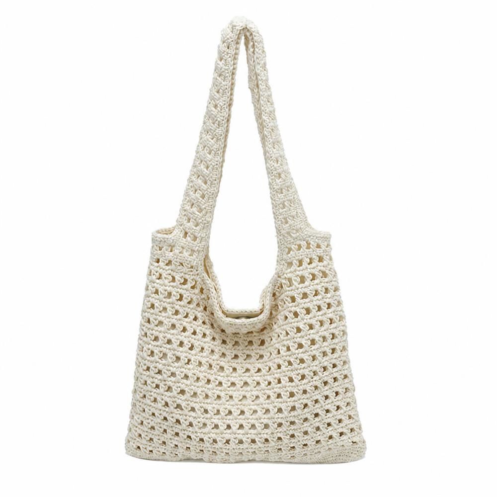 【今日このごろ押さえる、超買得30％OFFクーポン券、2度汐合い絶無】かご御徒面子 レディース トートバッグ クロシェ編み 大静電容量 肩かけ 手編み パステル色の 軽さ 今めかしい 通学 通い たまり場