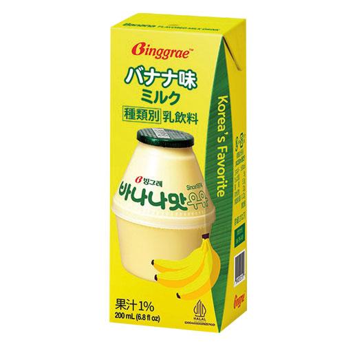[送料無料][冷蔵便]ビングレ バナナ味ミルク200ml×24個／冷蔵 韓国 牛乳 Biggrae バナナ