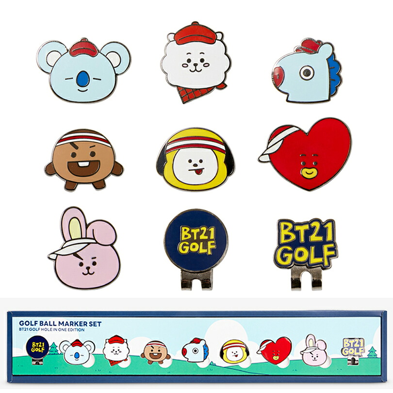 【BT21 GOLF 日本総代理店】 BT21 ビーティーイシビル HOLE IN ONE ホールインワン マーカー Lucky 7 SET BT21 GOLF ゴルフ BTS|リンクスゴルフ 店