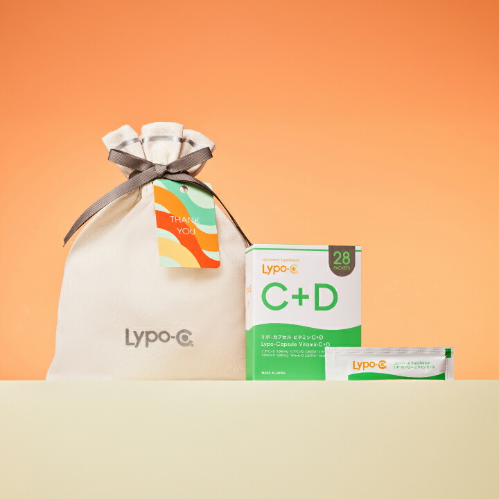 【Lypo-C公式】【選べるギフトカード付】リポ カプセルビタミン C+D (28包入) &times;1箱+コットン巾着 ギフト 液体リポソーム ビタミンC ビタミンD サプリ 国内製造 GIFT 株式会社スピック 【送料無料】ラッピング済み｜Lypo-C公式ショップ 店