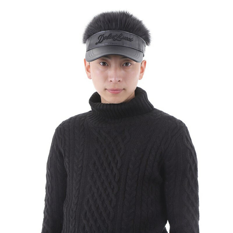 おもしろ 帽子 はげ かつら メンズ ゴルフ バイザー サンバイザー 深め 大きいサイズ キャップ 日焼け防止 Uv対策 Uvカット ブラック 黒 つり銭 かっこいい 髪の毛 ハゲ隠し ウィッグ クリスマス プレゼント ギフト お祝い 薄毛隠し 薄毛 アウトドア 合皮 レザー Dolce