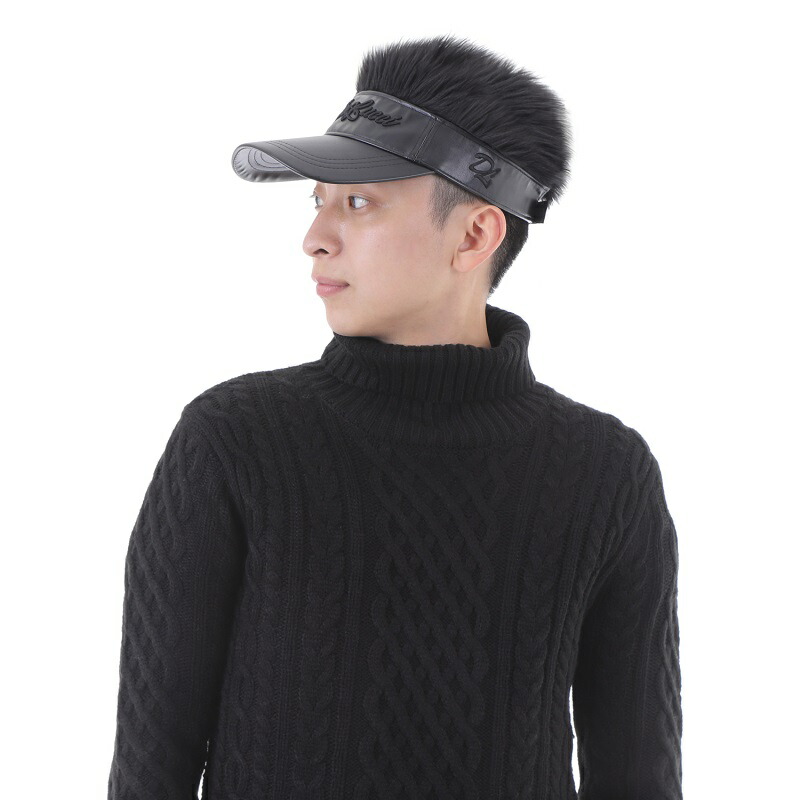 おもしろ 帽子 はげ かつら メンズ ゴルフ バイザー サンバイザー 深め 大きいサイズ キャップ 日焼け防止 Uv対策 Uvカット ブラック 黒 つり銭 かっこいい 髪の毛 ハゲ隠し ウィッグ クリスマス プレゼント ギフト お祝い 薄毛隠し 薄毛 アウトドア 合皮 レザー Dolce