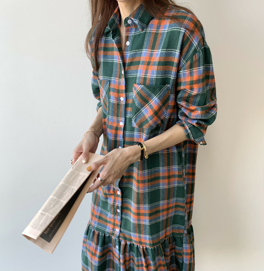 楽天市場 ロングチェックシャツ ロングシャツ シャツワンピ チェックワンピ チェック柄 ピンク グリーン オレンジ チェック ロング丈 長め 羽織 ワンピ カジュアル カジュアルワンピ フリーサイズ Lyre Online