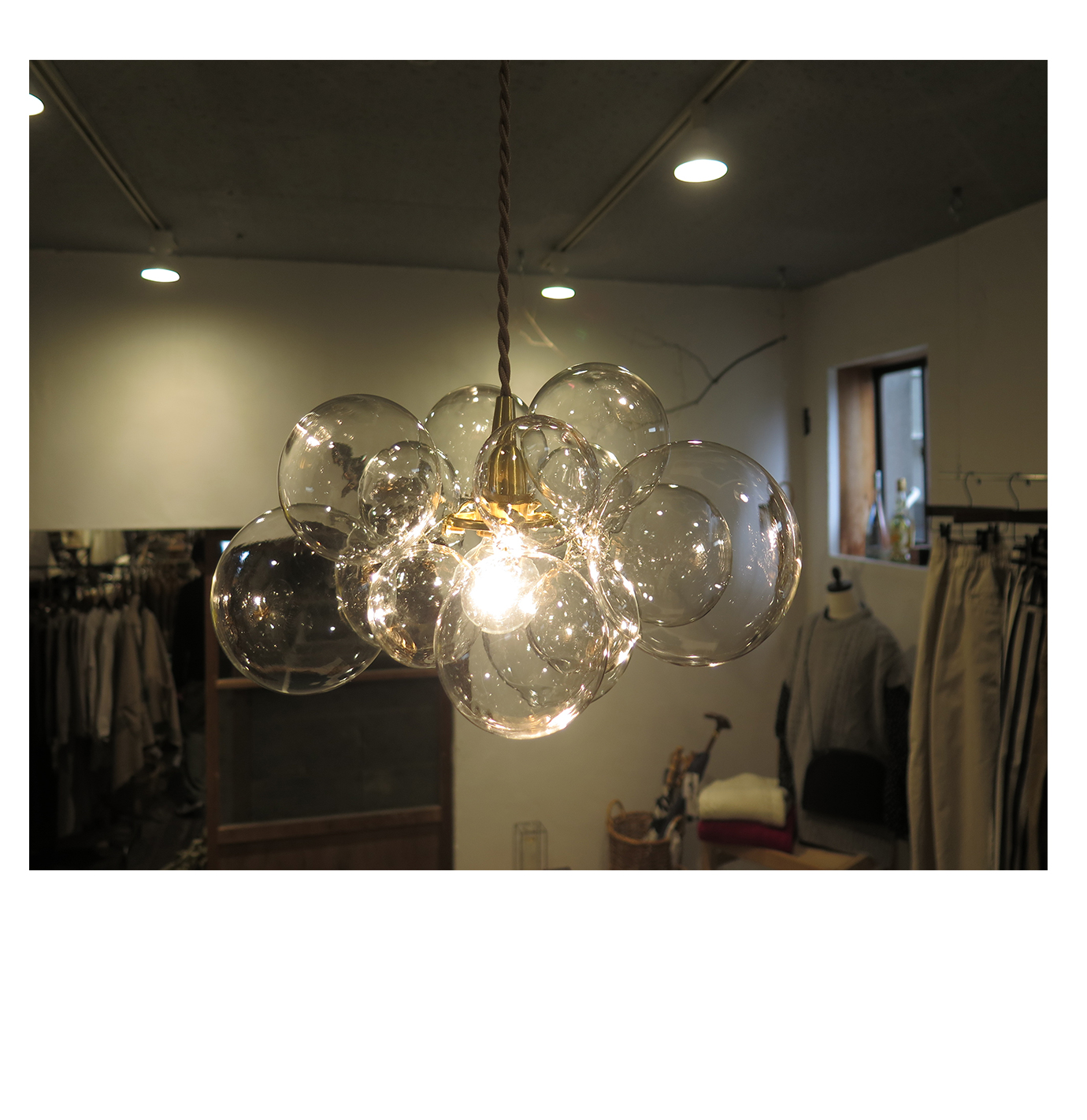 大サイズシーリングカバー付き バブルガラス ペンダントライト