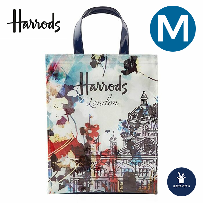 英国 Harrods ハロッズ ロンドン 水彩 トートバッグ ショッパーバッグ Watercolour Shopper Bag M 正規品 Bouncesociety Com