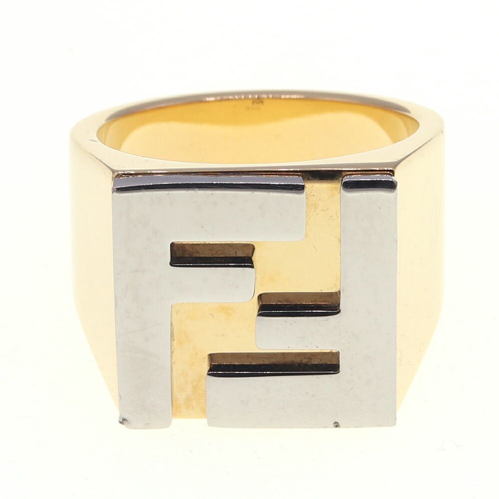 フェンディ fendi ロゴ シグネットリング  ゴールド サイズM 美品 FENDI フェンディ ロゴリング シグネットリング ゴールド M
